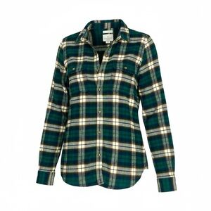 American Eagle Green Plaid Flannel Button-Up – Soft Slim Fit